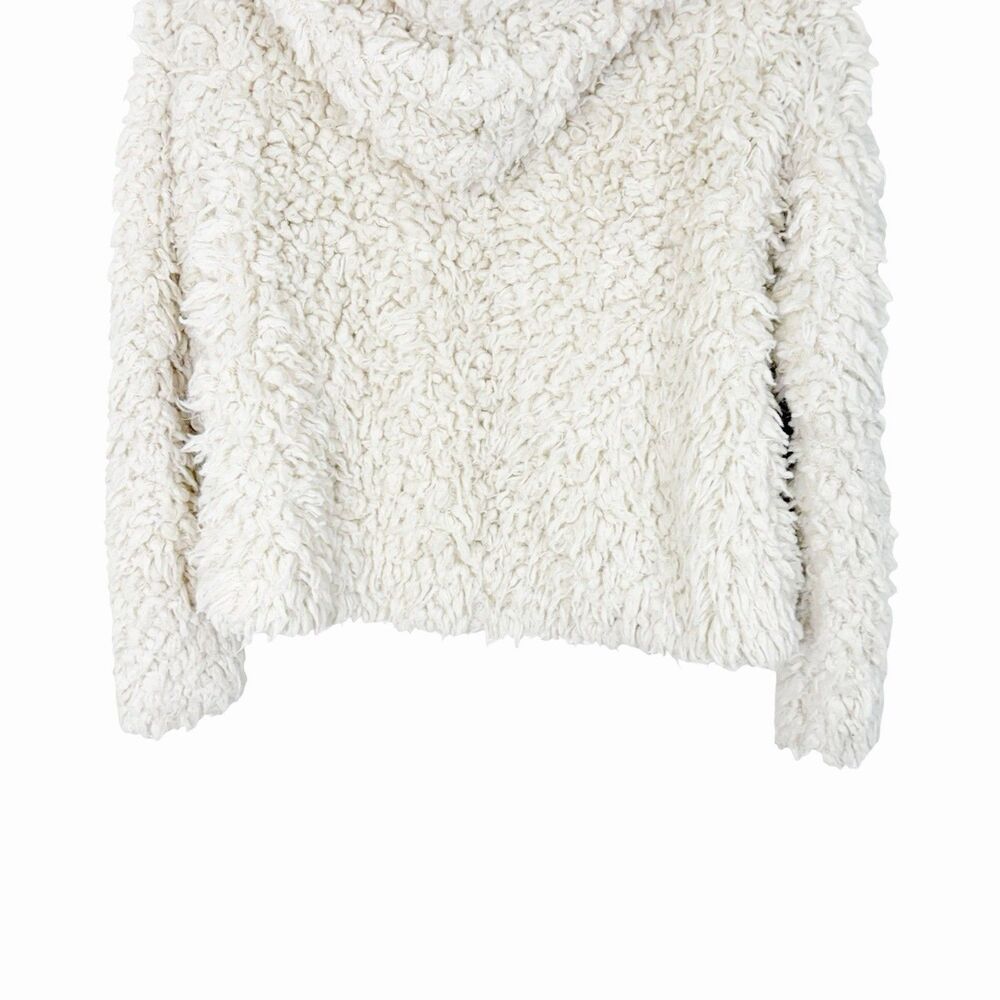 Free People Jacket Ivory Once Upon a Hooded Fuzzy Long Sleeve Hook Closure Sz XS - Picture 11 of 13